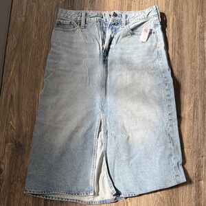 Old Navy Light Wash Denim Maxi Skirt with Front Slit